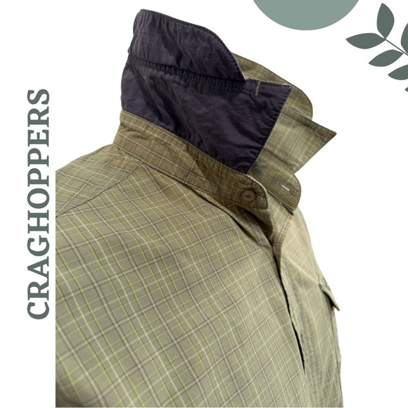 🛍️3/$40 Craghoppers Bear Grylls Long Sleeve Outdoor Shirt Green Plaid Medium - Picture 4 of 8